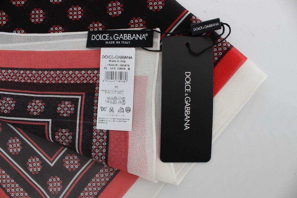 Red Black Baroque Print Silk Scarf