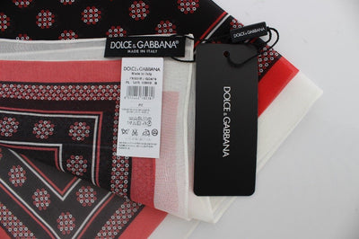 Red Black Baroque Print Silk Scarf