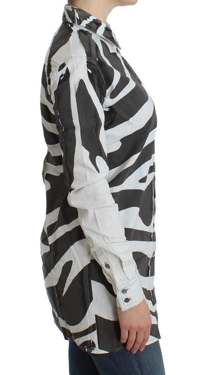 White zebra long cotton shirt