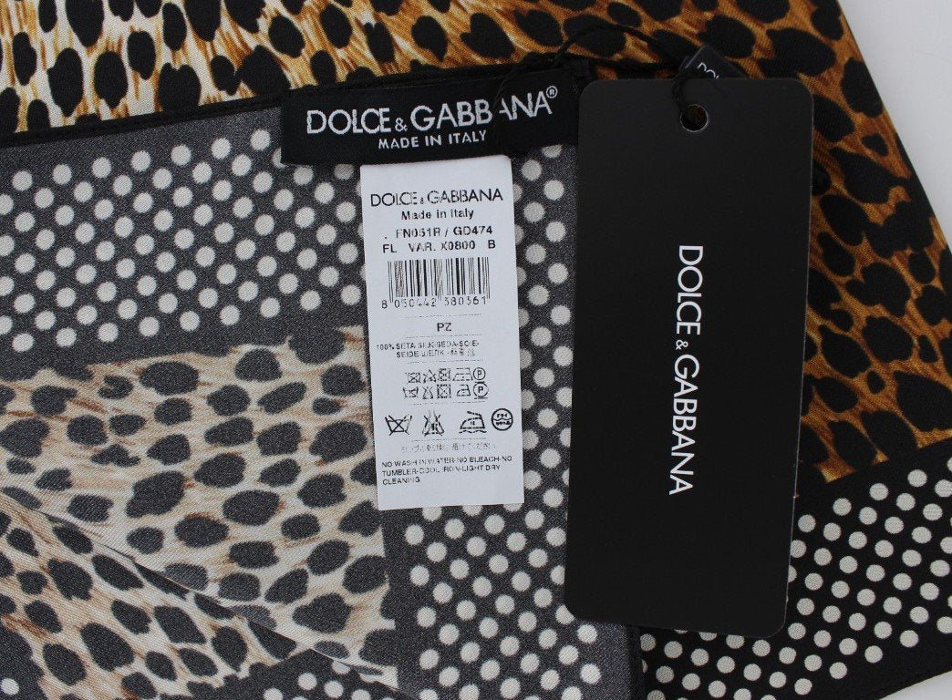 Brown Leopard Polka Dotted Silk Scarf