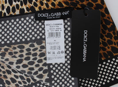 Brown Leopard Polka Dotted Silk Scarf