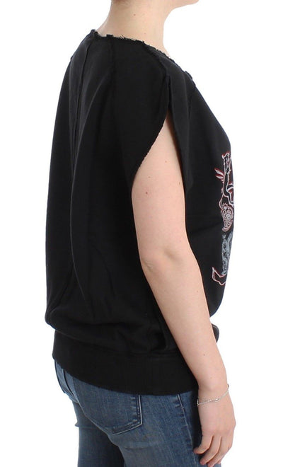 Black printed cotton sweatshirt