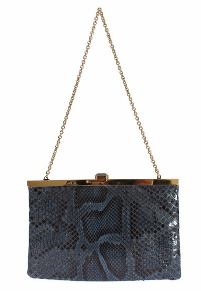 Bag Blue Python Snakeskin Shoulder Crystal Clutch
