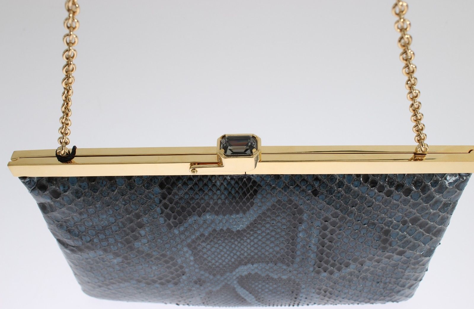 Bag Blue Python Snakeskin Shoulder Crystal Clutch