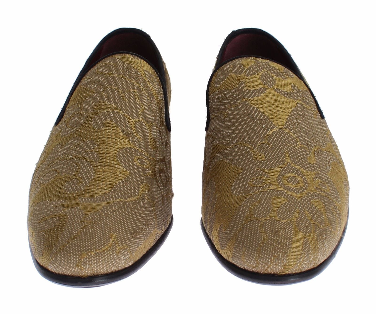 Yellow Gold Silk Baroque Loafers Shoes