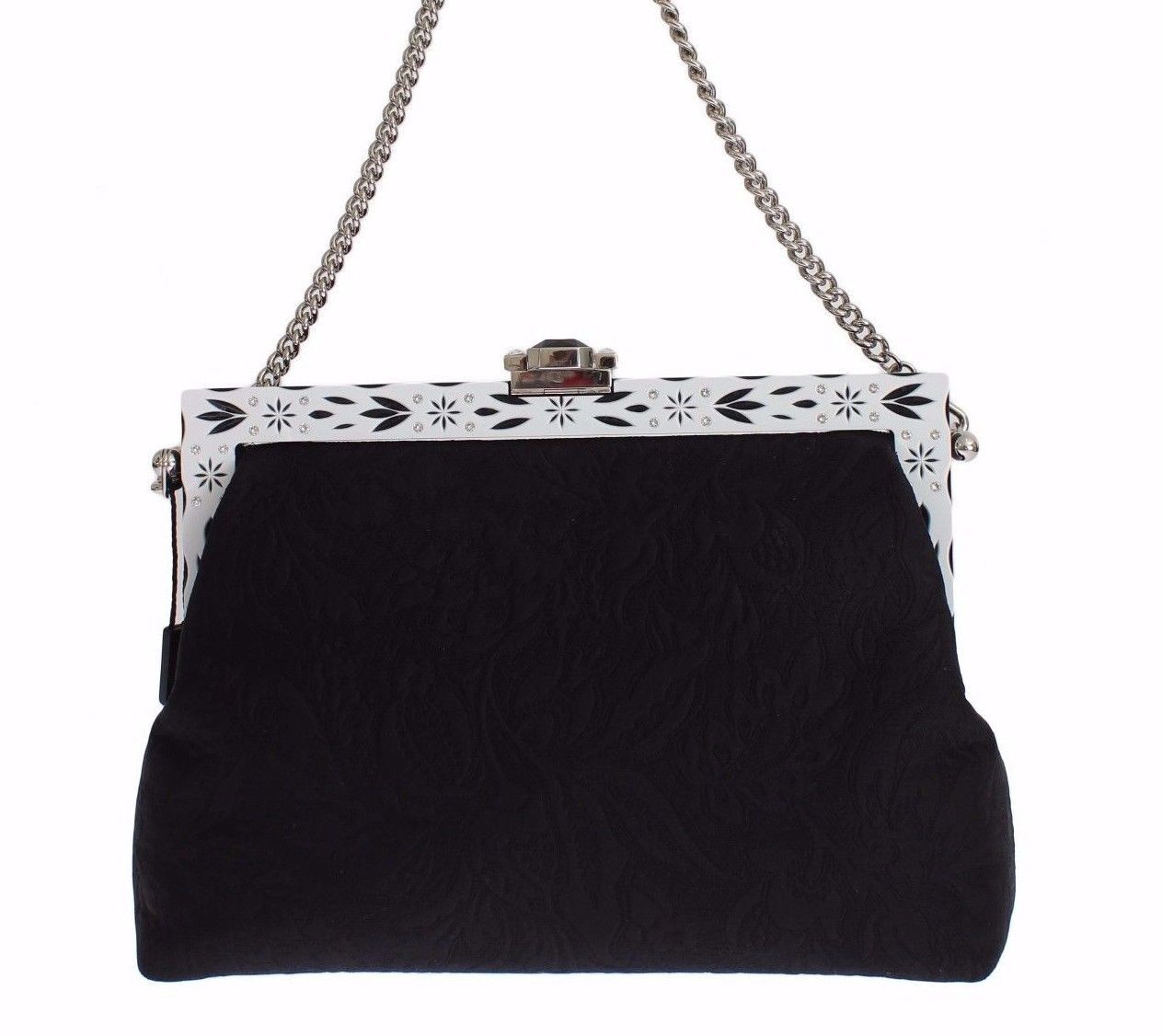 Purse VANDA Black Brocade Floral Crystal Clutch