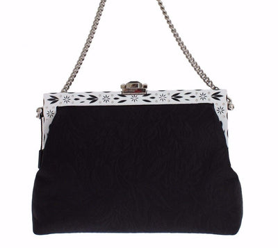 Purse VANDA Black Brocade Floral Crystal Clutch