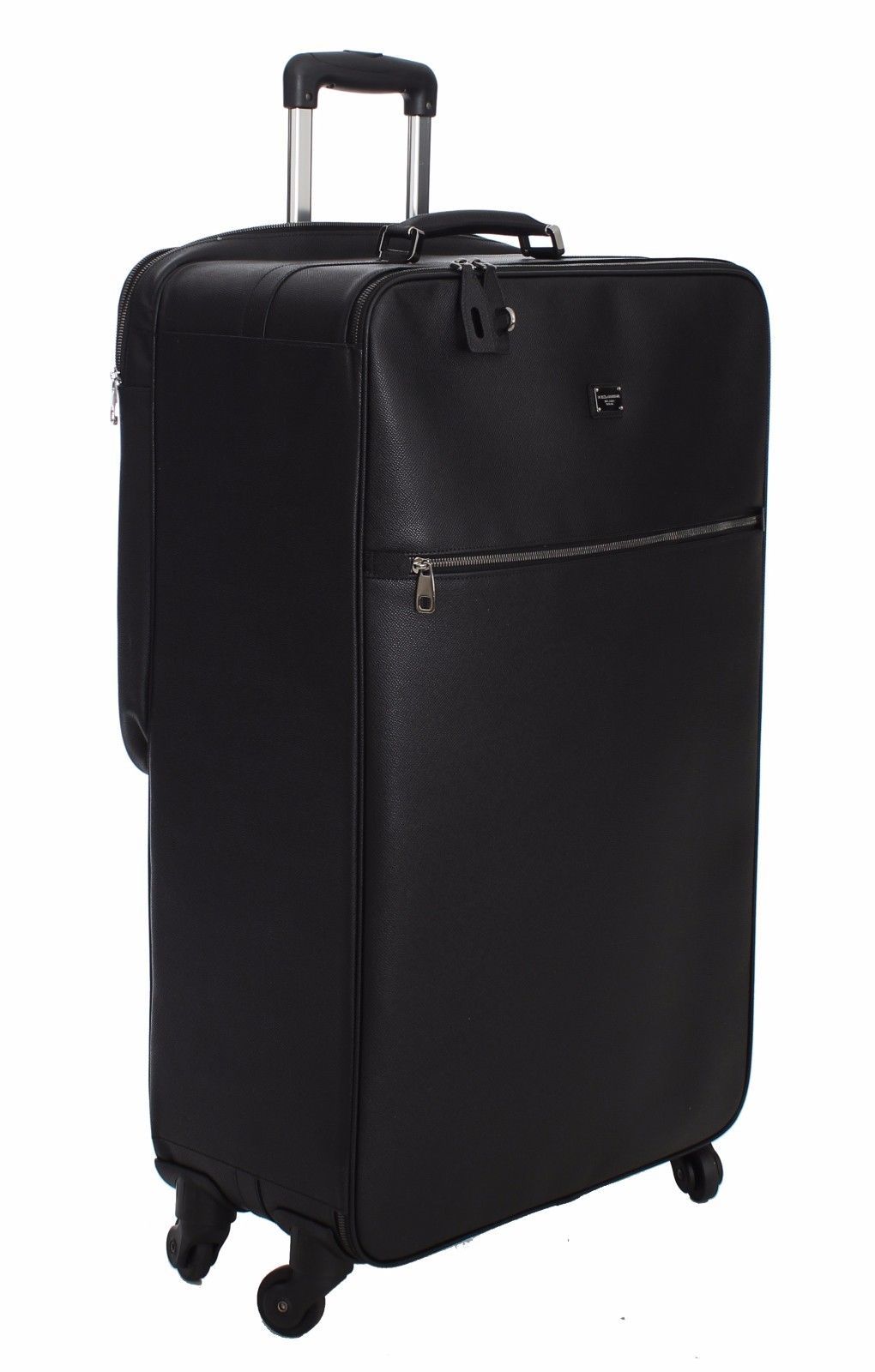 Luggage Bag Black Leather Travel Suitcase Trolley
