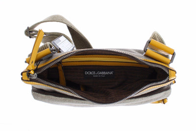 Gray Denim Leather Crossbody Shoulder Bag