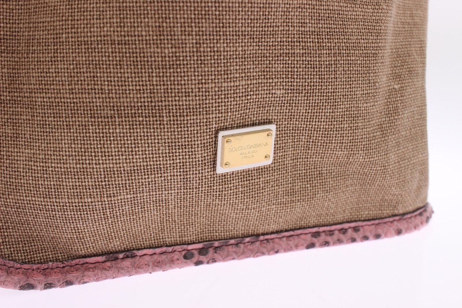 Pink Python Snakeskin Linen Hand Shopping Tote Bag