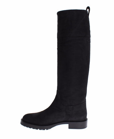 Gray Suede Goatskin Flat Boots
