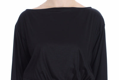 Black Modal Silk Shift Knee Dress
