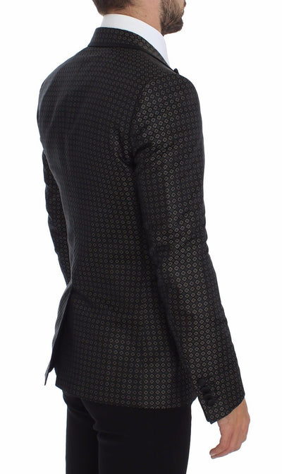 Green Silk Slim Two Button Blazer