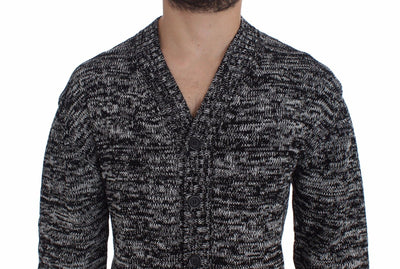 Sweater Black Cotton Silk Knitted Cardigan