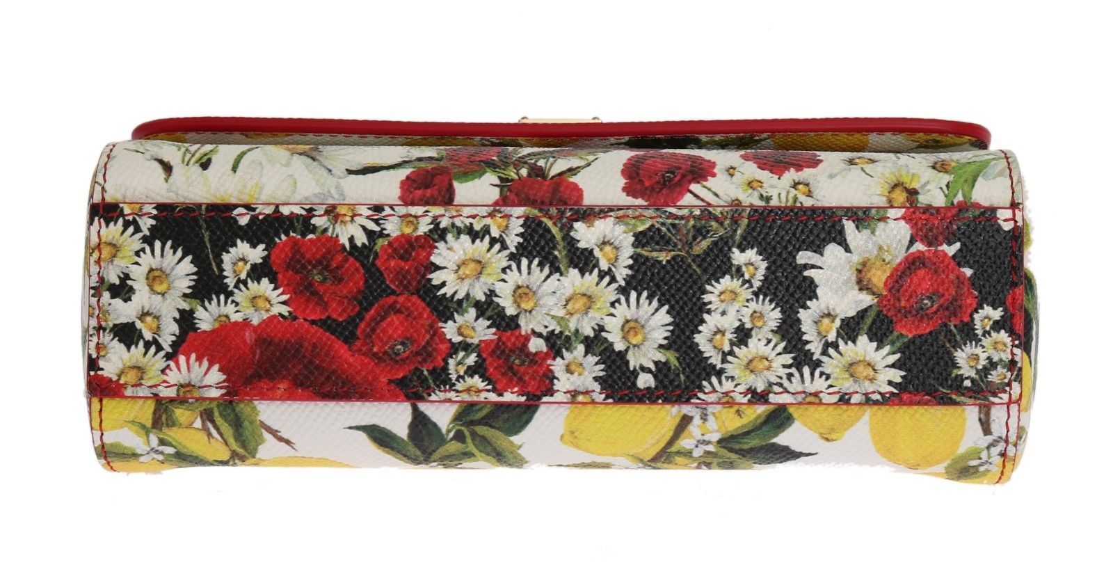 Purse SICILY Satchel White Lemon Print Leather Clutch