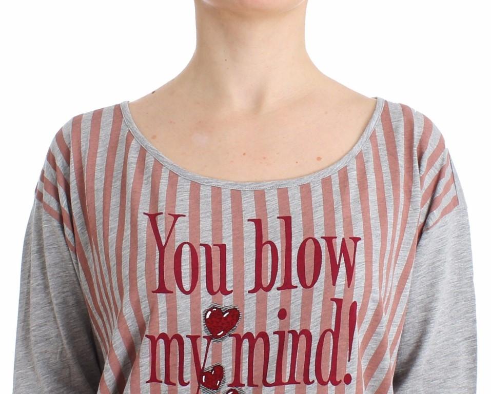 Gray striped longsleeved cotton top