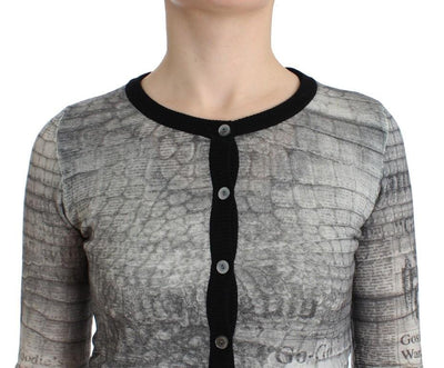 Gray crocodile twinset cardigan