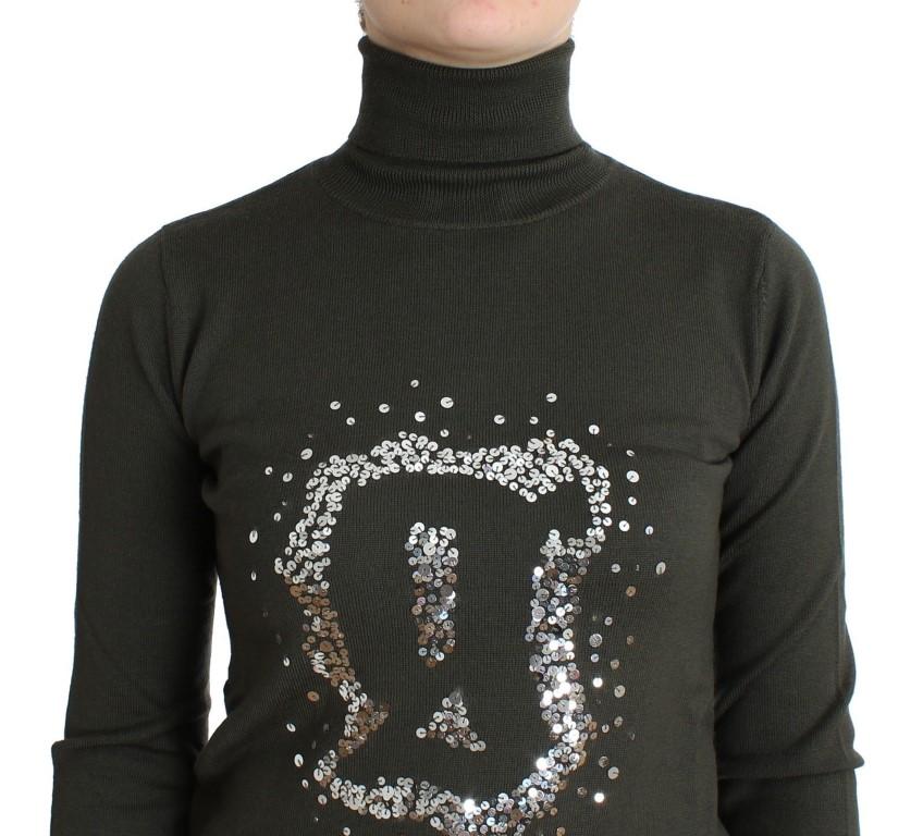 Green wool turtleneck sweater
