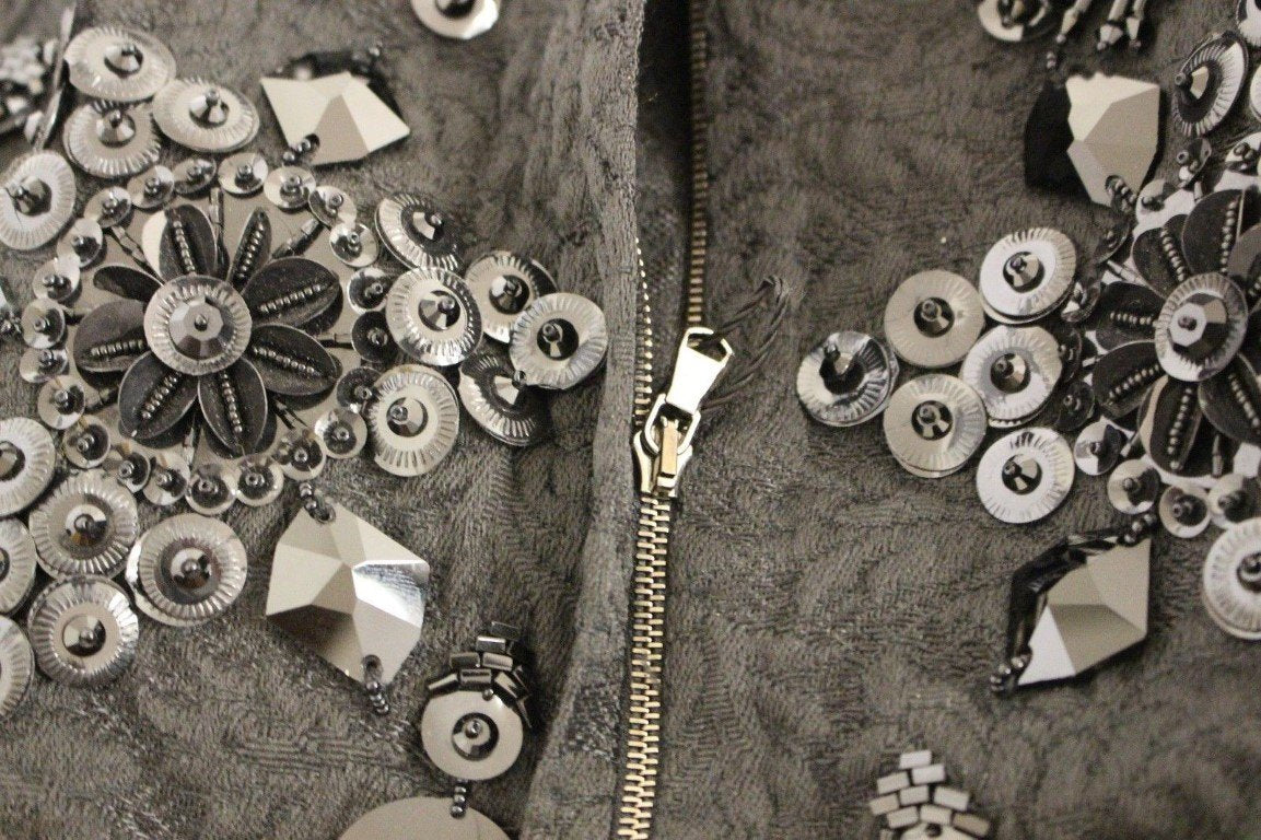 Black floral crystal embedded dress
