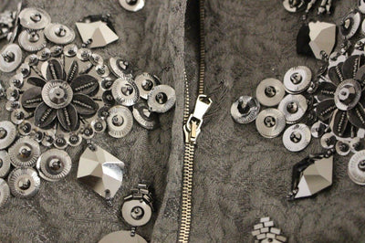 Black floral crystal embedded dress