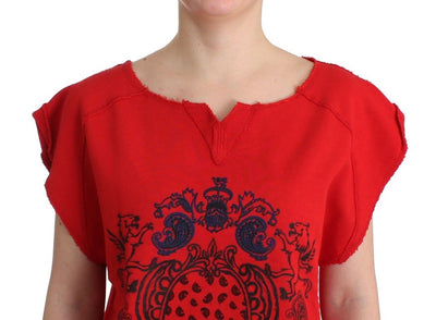 Red printed shortsleeved sweatshirt