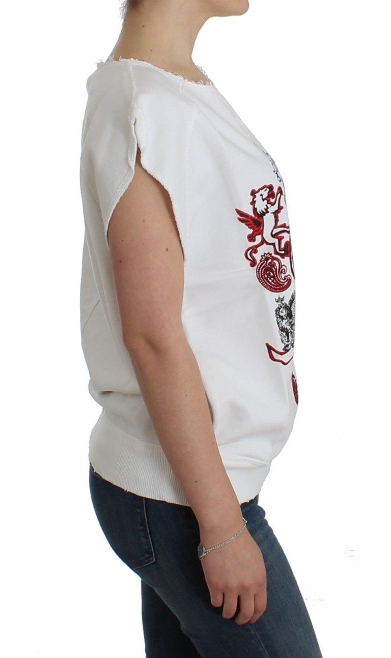 White navy printed sweatshirt