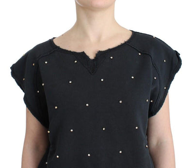 Black embellished cotton sweatshirt