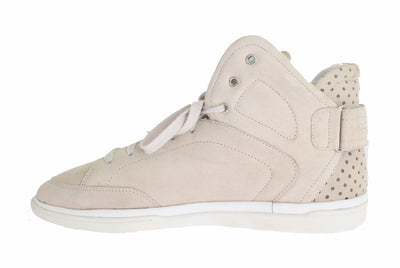Beige Leather High Top Sneakers