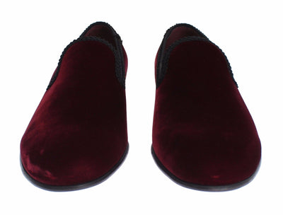Bordeaux Red Velvet Loafers Dress Shoes
