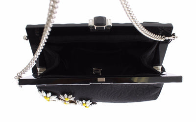 Purse VANDA Black Brocade Floral Crystal Clutch
