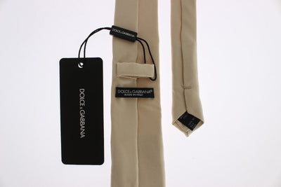 Men Beige Solid Silk Skinny Tie