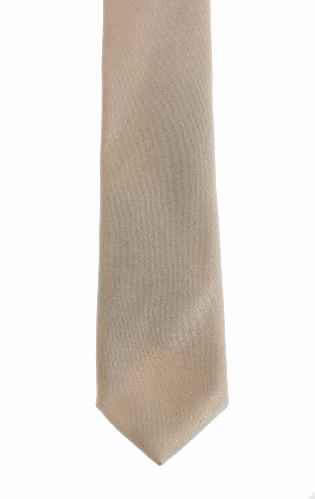 Men White Solid Silk Skinny Tie