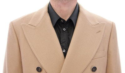 Beige Double Breasted Coat Jacket