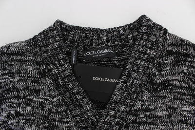 Sweater Black Cotton Silk Knitted Cardigan