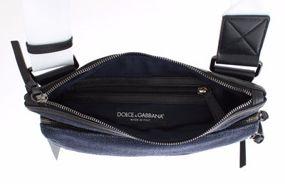 Blue Denim Leather Crossbody Shoulder Bag