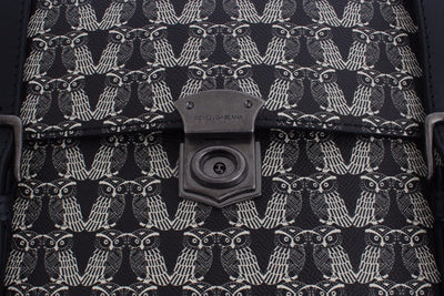 Bag Black Owl Print Leather Backpack