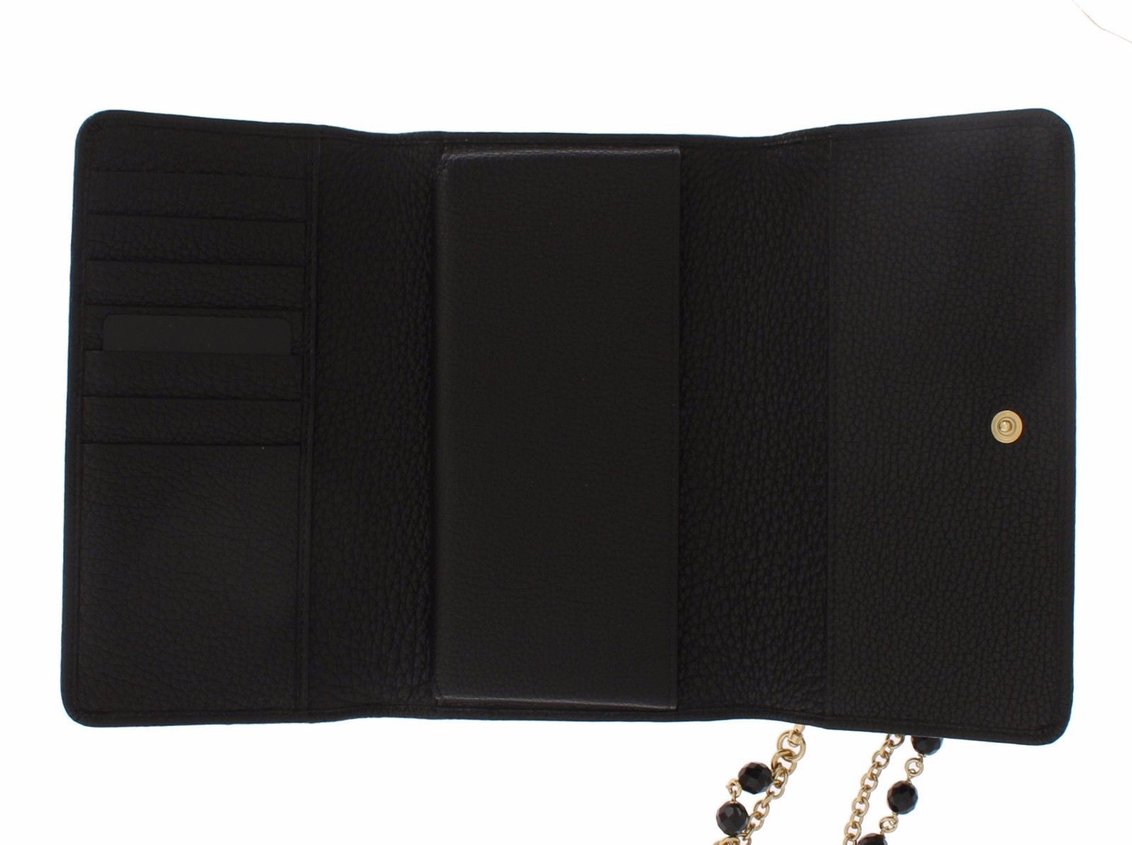 Purse VON Black Leather Crystal Carretto POM POM