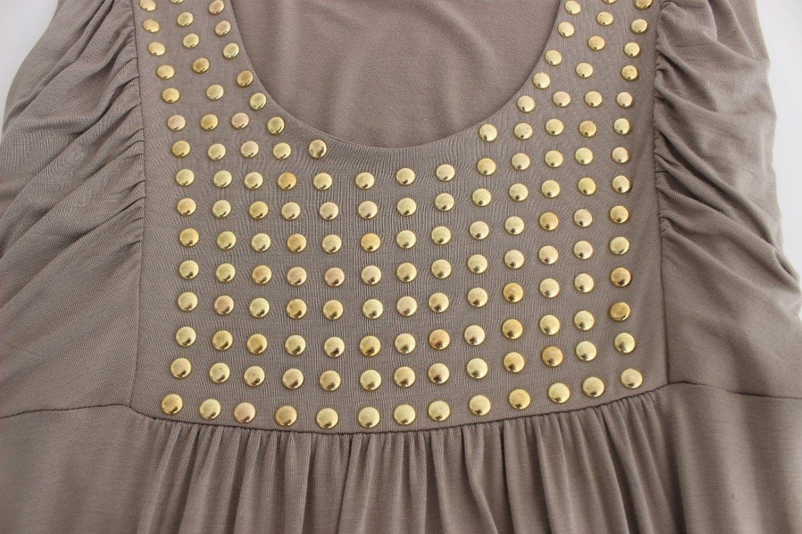 Khaki studded sheath dress