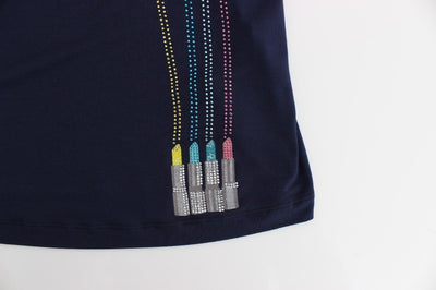 Blue embellished sheath dress