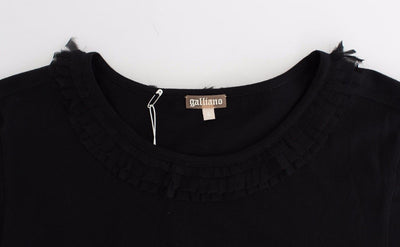 Black Cotton Short Sleeved Top
