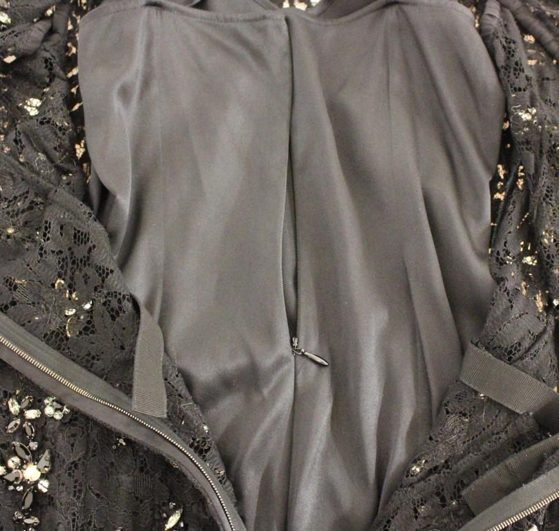 Black floral lace crystal embedded dress
