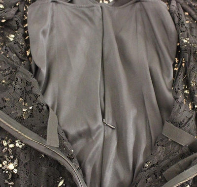 Black floral lace crystal embedded dress