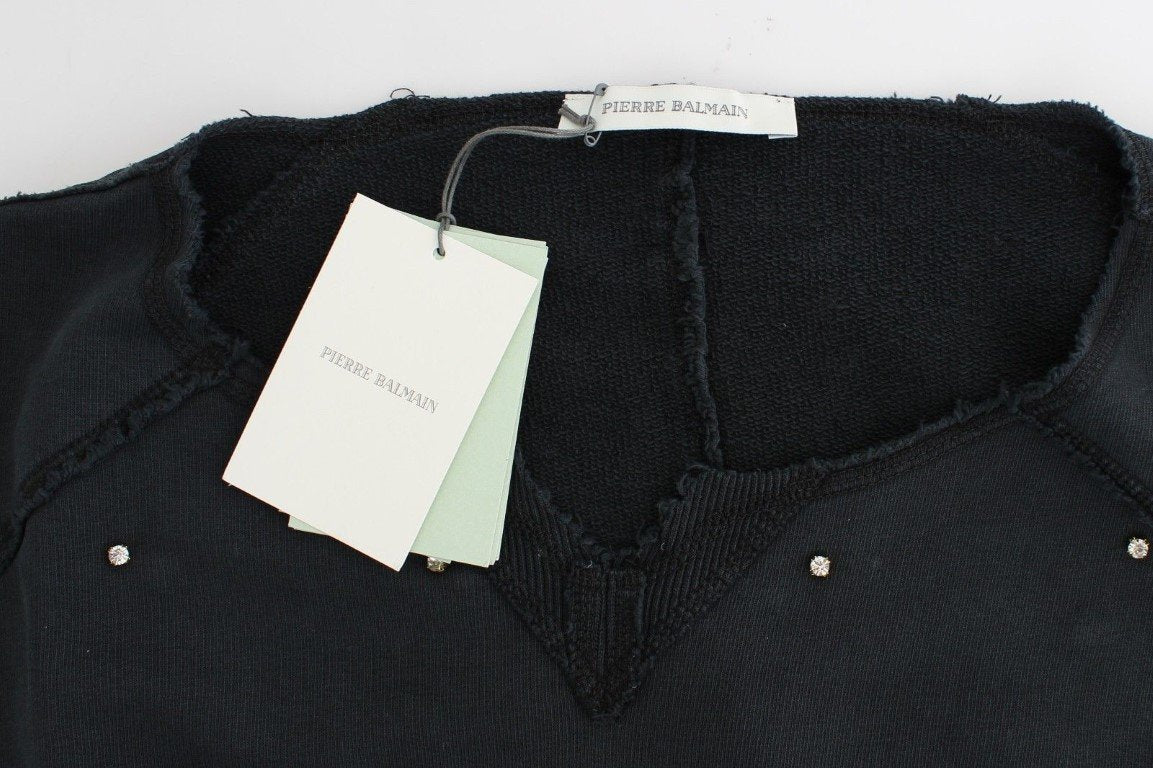 Black embellished cotton sweatshirt