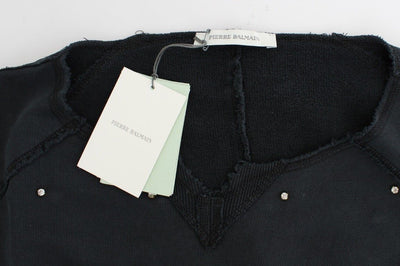 Black embellished cotton sweatshirt