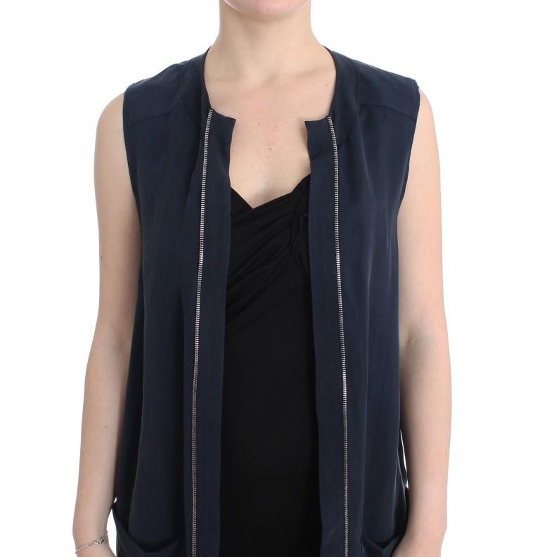 Blue long vest cardigan