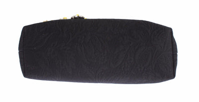 Purse VANDA Black Brocade Floral Crystal Clutch