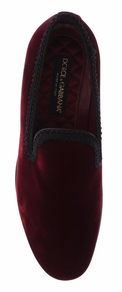 Bordeaux Red Velvet Loafers Dress Shoes