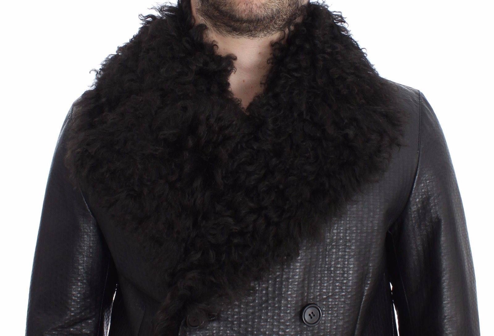 Black Lambskin Leather Jacket Trenchcoat