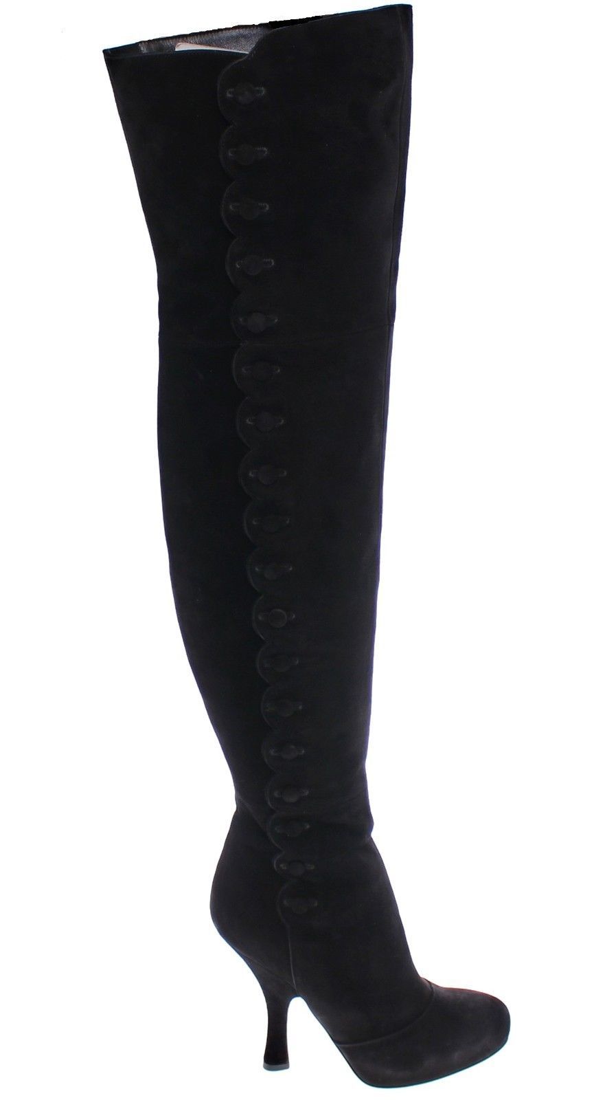 Black Suede Leather Over Knee Boots