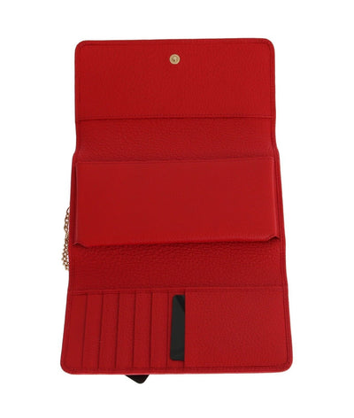 Purse VON Red Leather Crystal Carretto POM POM